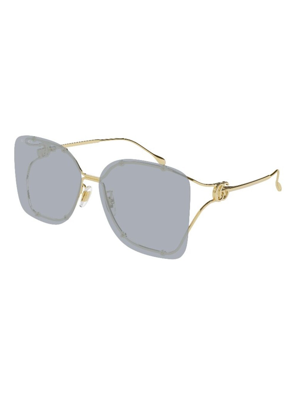 New Gucci Women's Sunglasses Gold Square Grey Lens Metal Frame GG1713SA 001 60